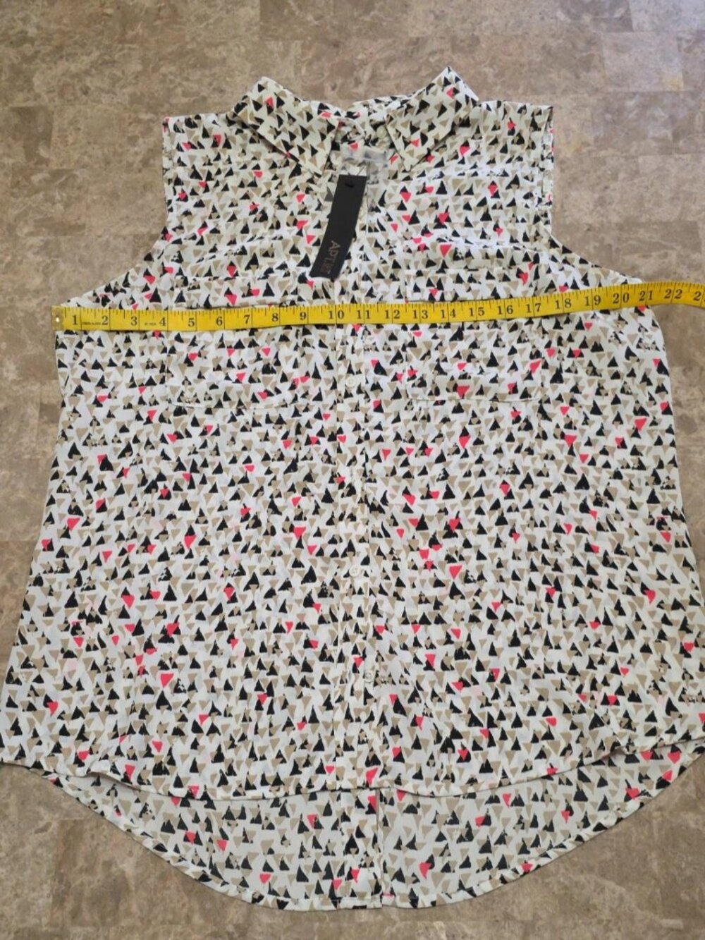 Sleeveless V-Neck Summer Top black tan pink white high-low hem large Apt. 9 - Picture 13 of 16